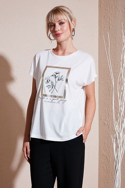 Lela Μπλουζάκι με στάμπα με λαιμόκοψη - κανονική εφαρμογή 6671006