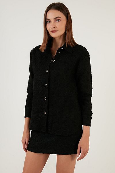 Lela Cămașă oversize din tweed din bumbac Cămașă pentru femei 42190503