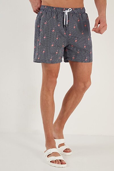 Buratti Desenli Deniz Şortu Belden Bağlamalı Cepli Mayo Short Erkek Mayo Short 380m388