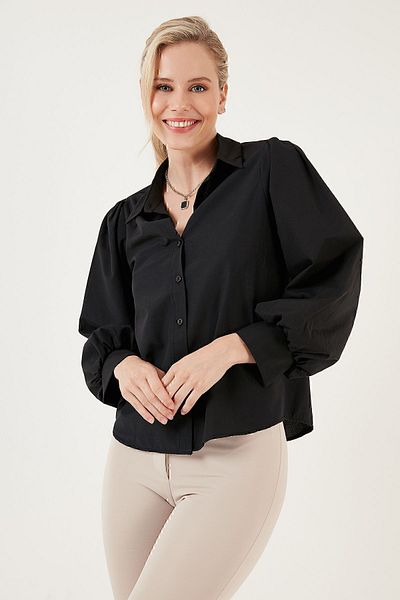 Lela Cămașă din poplin cu mâneci cu balon, cu croială normală 611GO0153