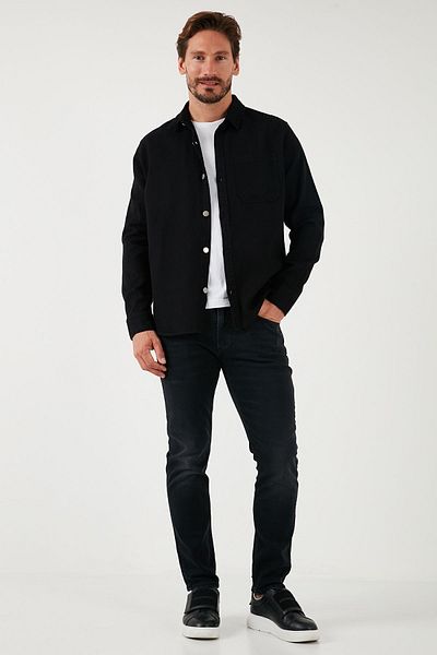Buratti Мъжка риза - памучна, с един джоб, стандартна кройка CF25W129140