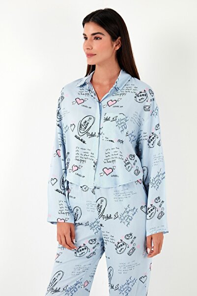 Lela Σετ καλοκαιρινής πιτζάμα με μοτίβο χαλαρής εφαρμογής Φαρδύ πόδι Σετ πιτζάμα 6110014