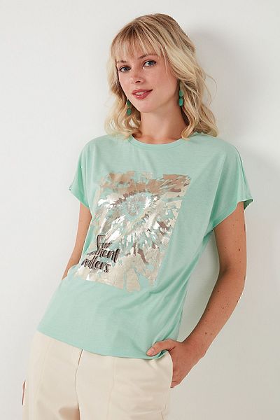Lela T-Shirt με στάμπα με λαιμόκοψη με κανονική εφαρμογή - T-SHIRT 6671001