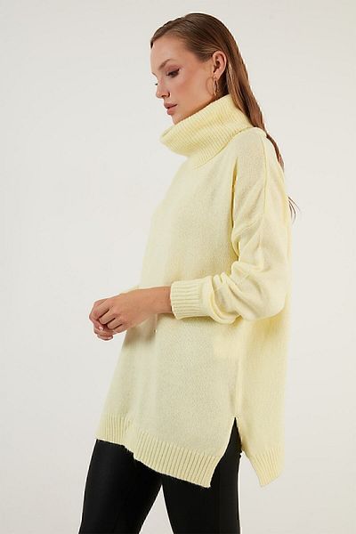Lela Oversize Turtleneck Side Slits Long Winter Knitwear Pullover Sweater 63621285
