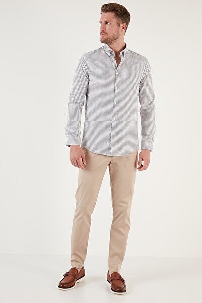 Buratti Patterned Cotton Blend Button Collar Long Sleeve Slim Fit Shirt Men's Shirt Cf23s7496