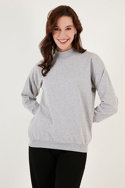 Lela Stand Collar Basic Cotton Knitted Sweat - 5863323