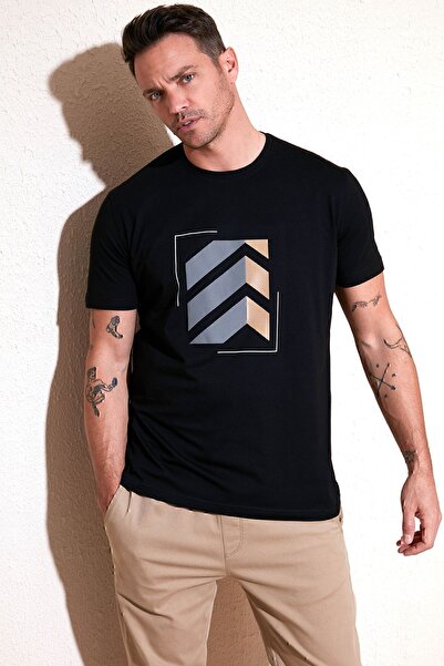 Buratti Ανδρικό μπλουζάκι με εμπριμέ βαμβακερό λαιμόκοψη με λεπτή εφαρμογή 64...