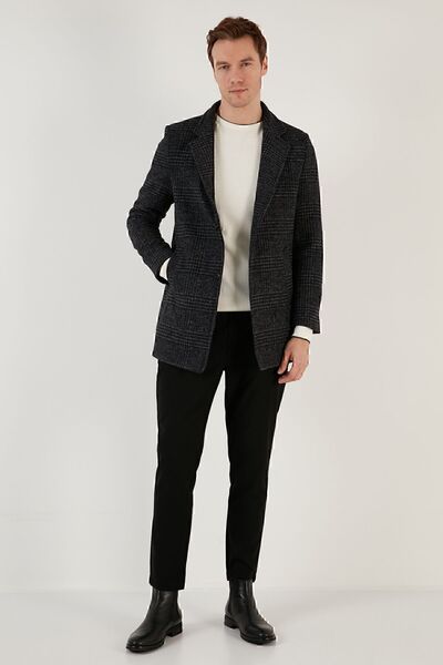 Buratti Slim Fit Tek Yırtmaçlı Düğmeli Astarlı Kaşe Kaban Erkek Kaban 5840110e