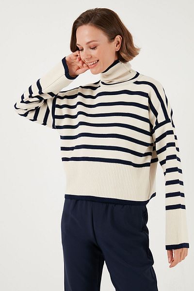 Lela Turtleneck Acrylic Striped Knitwear Sweater - Pullover 4616166