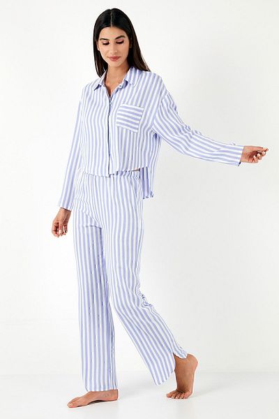 Lela Patterned Comfortable Cut Wide Leg Summer Pajamas Set PYJAMAS SET6110014