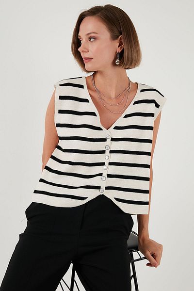 Lela Knitwear V-Neck Vest - Buttoned, Vest 4616178