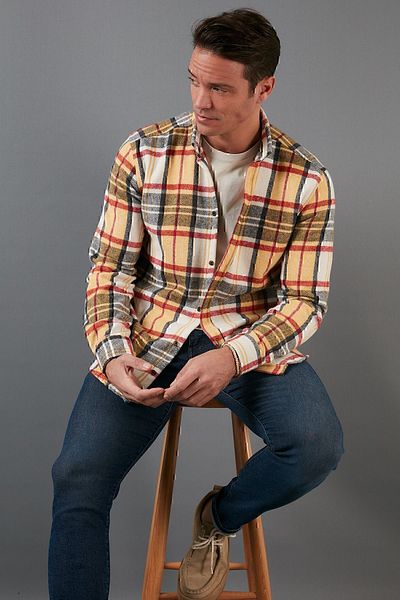 Buratti Καρό μακρυμάνικο Slim Fit Χειμερινό πουκάμισο Ανδρικό πουκάμισο Cf21w112844
