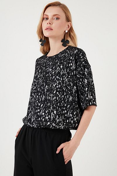 Lela Μπλούζα Crew Neck Glitter Oversize - BLUZ 5865816