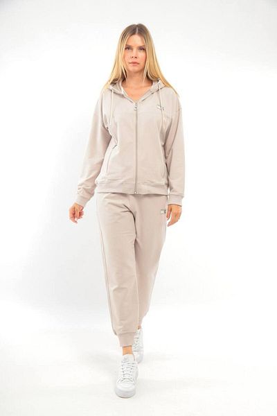 SOCCER Large Size Ribbed Hooded Women's Sweat Set - 21649