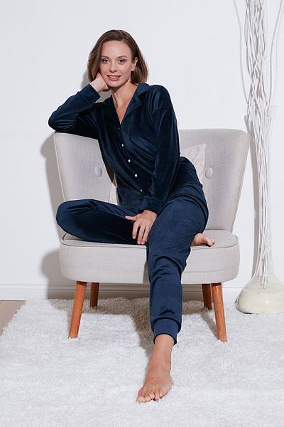 Lela Shiny Velvet Ribbed Pajamas Set - PYJAMAS SET 6097110
