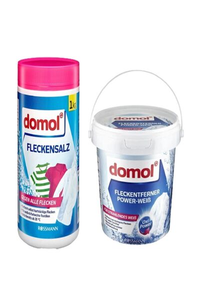 DOMOL Leke Çıkarıcı Toz Deterjan 1kg + Beyazlara Özel Leke Çıkarıcı Toz Oxi G...