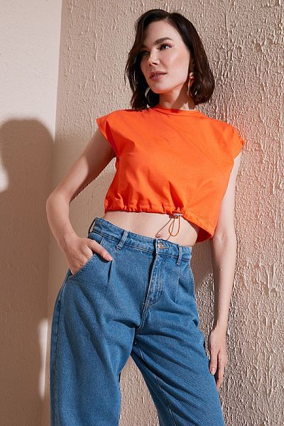 Lela Crew Neck 100% Cotton Crop T Shirt T SHIRT5865587