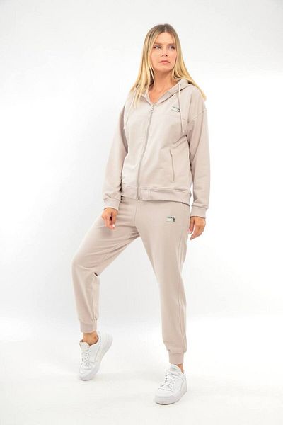 SOCCER Large Size Ribbed Hooded Women's Sweat Set - 21649