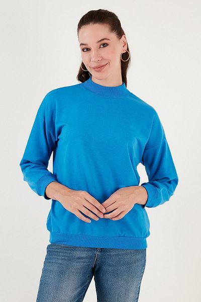 Lela Stand Collar Basic Cotton Knitted Sweat - 5863323
