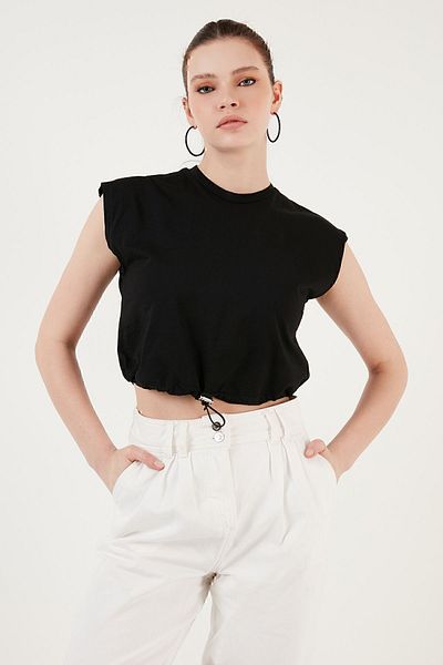 Lela Crew Neck 100% Cotton Crop T Shirt T SHIRT5865587