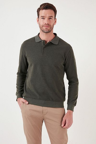 Buratti Cotton Blend Regular Fit Polo Neck Plus Size Sweater 456223
