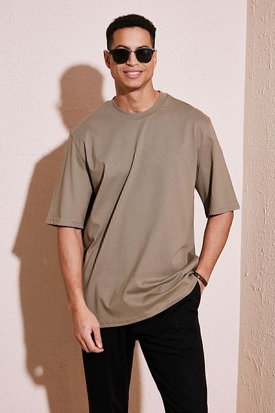 Buratti Βαμβακερό Oversize Crew Neck Basic T-shirt Ανδρικό T-shirt 5902365