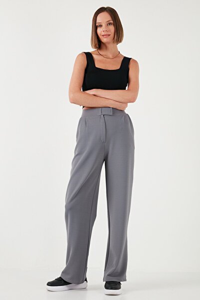 Lela High Waist Wide Leg Regular Fit Trousers - 5861279