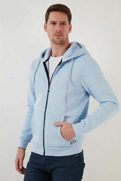 Buratti Slim Fit Hooded Zippered Soft Lined Winter Sweat Men's Sweat 5905340