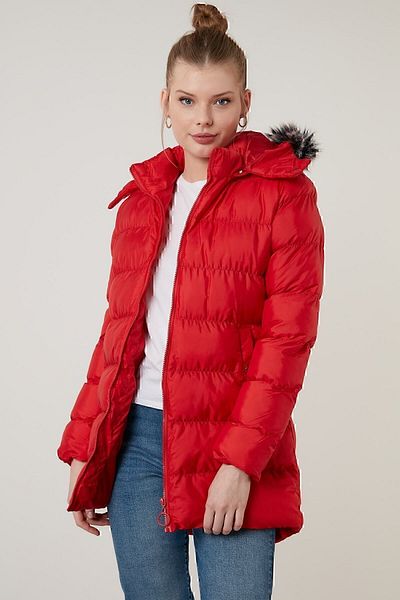 Lela Feather Collar Removable Hooded Pocket Puffer Coat 5769000