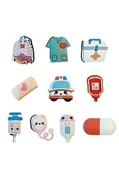 PABALAS Jibbitz Terlik Süsü-terlik Tokası Sağlıkçı Karışık 5'li Set