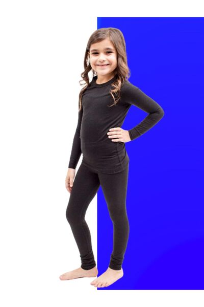 Tutku Kız Çocuk Termal Alt- Üst Set Takım Siyah