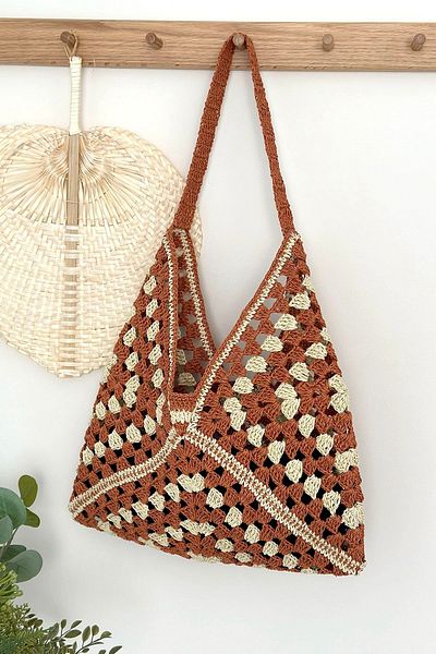 BECCASTYLE Straw Textured Raffia Summer Bag - Knitted Tote, Envelope and Shoulder Bag