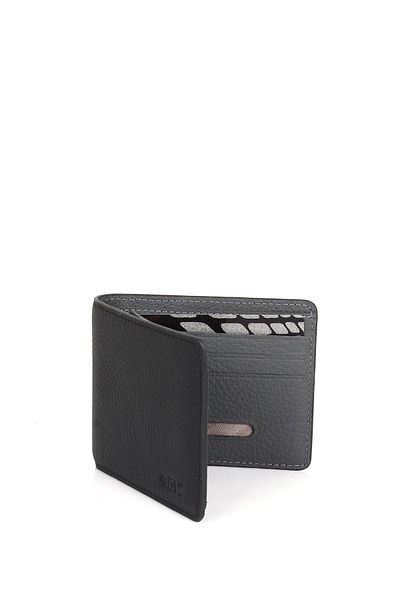 GÖNDERİ(R) Black to Gray Genuine Leather Men's Horizontal Wallet 06390