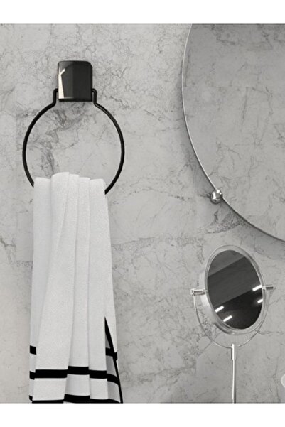 DEKORHANEMDEN Suport prosop rotund practic fără adeziv fără șuruburi Negru Dk...