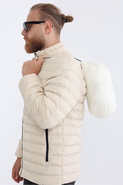 D1fference Men's Ultra-Light Windproof Stone Sports Coat - Warm, Fiber Filled and Portable Bag