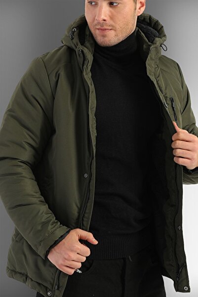 D1fference Men's Khaki Outlet Hooded Windproof Sports Winter Coats & Coats & Parka