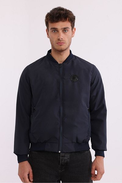 D1fference Men's Navy Blue Windproof Coat