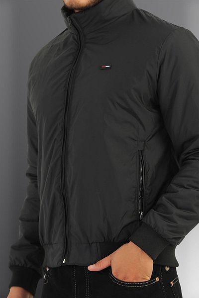 D1fference Men's Black Stand Collar Water and Wind Proof Quilted Fiber Sports Coat