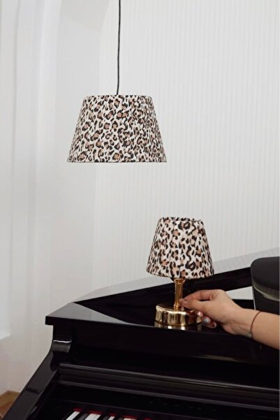 Maison Avf Leopar Desenli İpek Saten Parlak Gold Ayaklı Tasarım Kablosuz Gece...