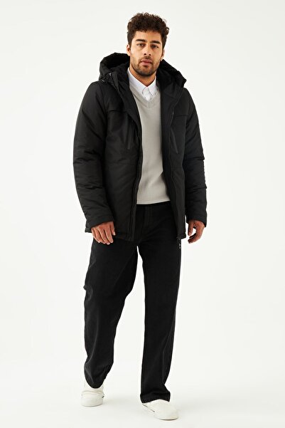 D1fference Ανδρικά χειμερινά αθλητικά παλτό & παλτό & παρκά με αντιανεμική κουκούλα με μαύρη χοντρή επένδυση