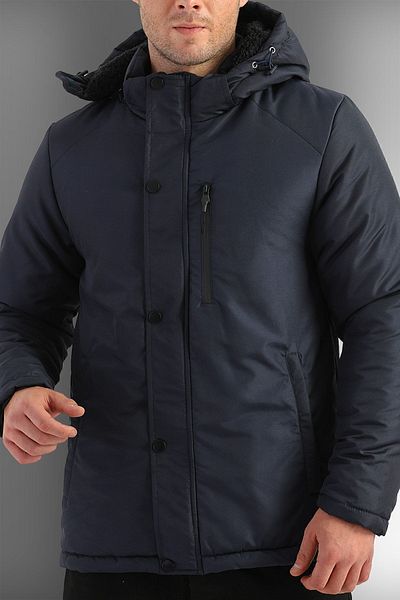 D1fference Pánská sportovní bunda v námořnické modré - fleece, kapuce, vodě a větru odolná