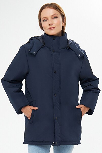 D1fference معطف وسترة شتوية للنساء مبطنة باللون الأزرق الداكن وقابلة للإزالة ...