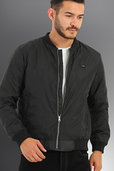 D1fference Pánská černá větruodolná sportovní bunda z prošívaného vlákna