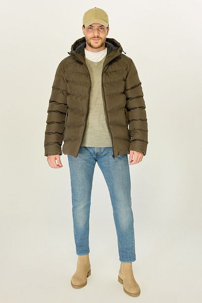 D1fference Khaki pánská bunda Puffer - s kapucí a větruodolná