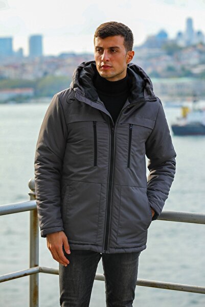 D1fference Чоловічі антрацитові зимові товсті підкладки водонепроникні і вітрозахисні з капюшоном зимові спортивні пальто пальто парка