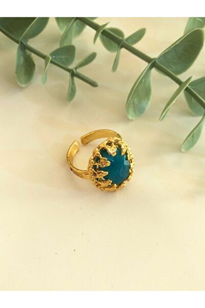 TÜKKAN ACCESSORİES Turkuaz Taşı Doğaltaş Altın Kaplama Ayarlanabilinir Yüzük-doğaltaşyüzük5