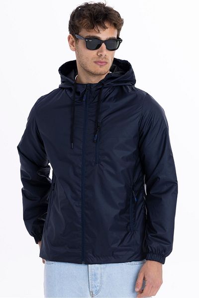 D1fference Men's Lined Wind Resistant Hooded Pocket Raincoat