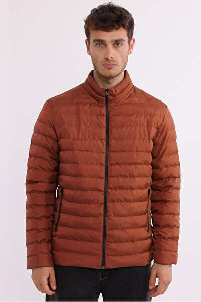 D1fference Men's Portable Bag Windproof Stand Collar Fiber Filled Lightweight Puffer Tile Coat