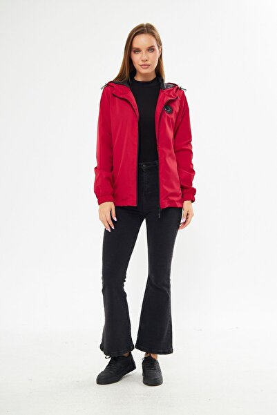 D1fference Női bélelt vízálló kapucnis esőkabát zsebekkel - széldzseki dzseki