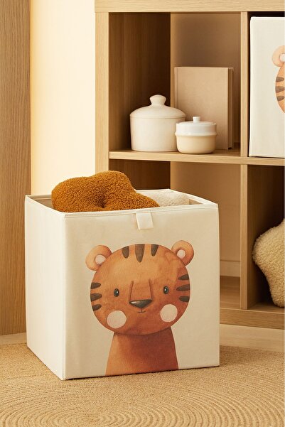 Ocean Home Textile صندوق تخزين منظم ألعاب لغرفة الأطفال على شكل نمر لطيف مقاس 33 × 30 × 33